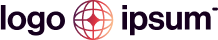 Logo of Logo Ipsum featuring a stylized globe icon with gradient colors, representing global branding and marketing.